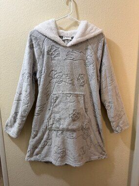 Harry Potter Plush Hoodie Tunic Gray Cozy Lounge Sweatshirt Size M